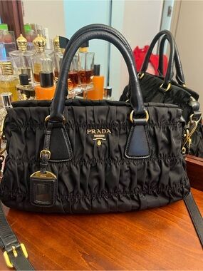 Prada Black shoulder bag with Gold Hardware